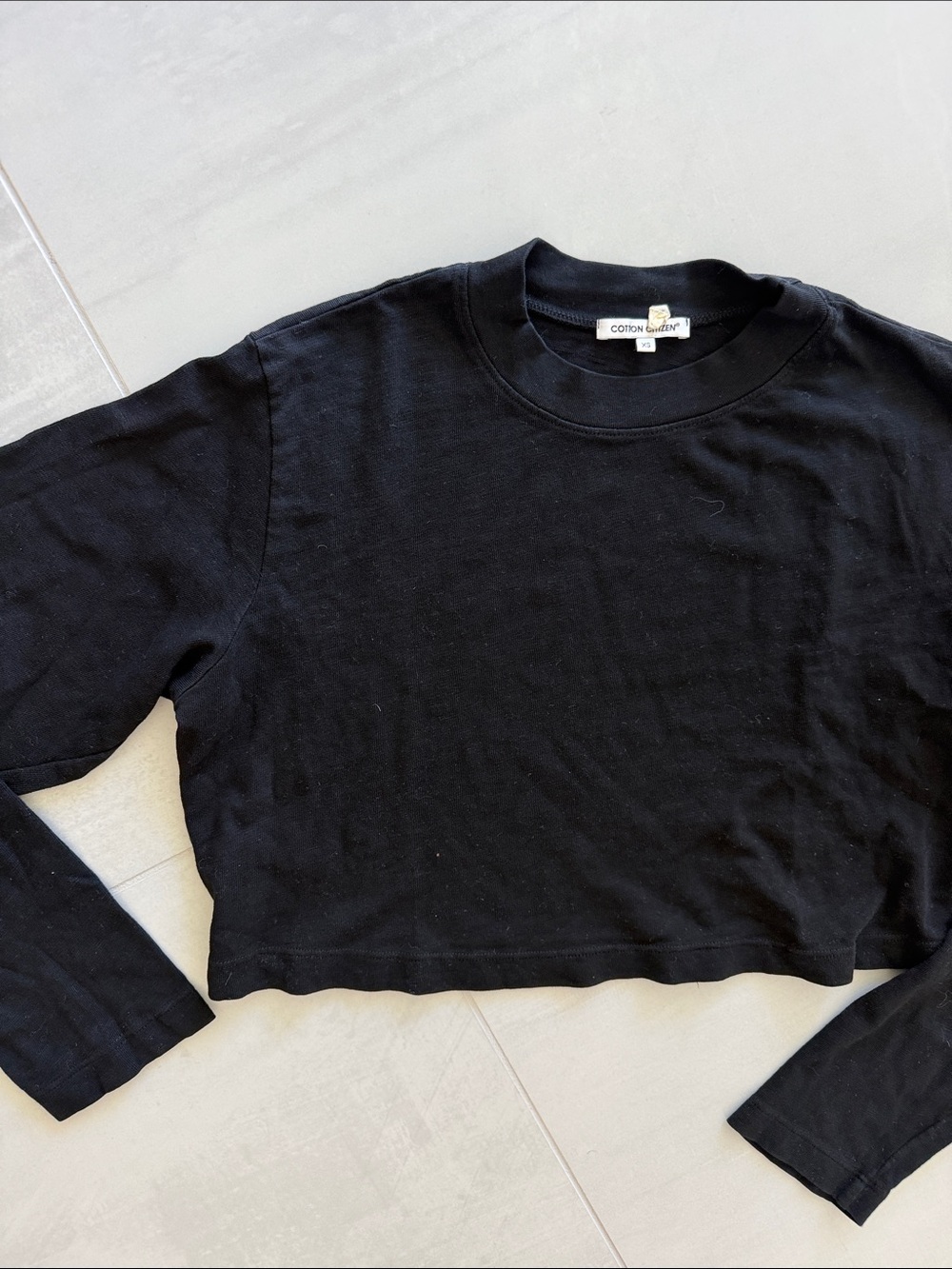 Cotton On Black Cropped Crew Neck Top